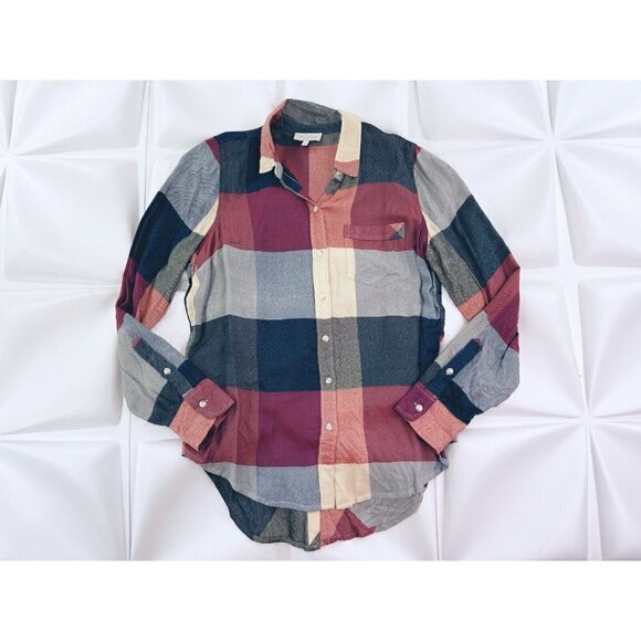 Lucky Brand Womens Sz S Bungalow Plaid Checkered Shirt Button Back Top Shirt - Picture 2 of 8